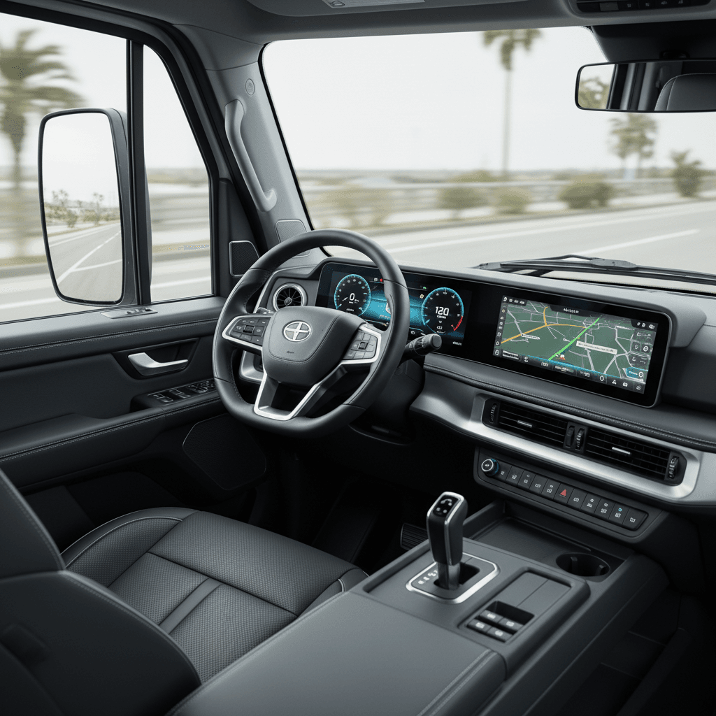 Taksi şoför kabini, kontrol paneli, profesyonel ve organize düzen