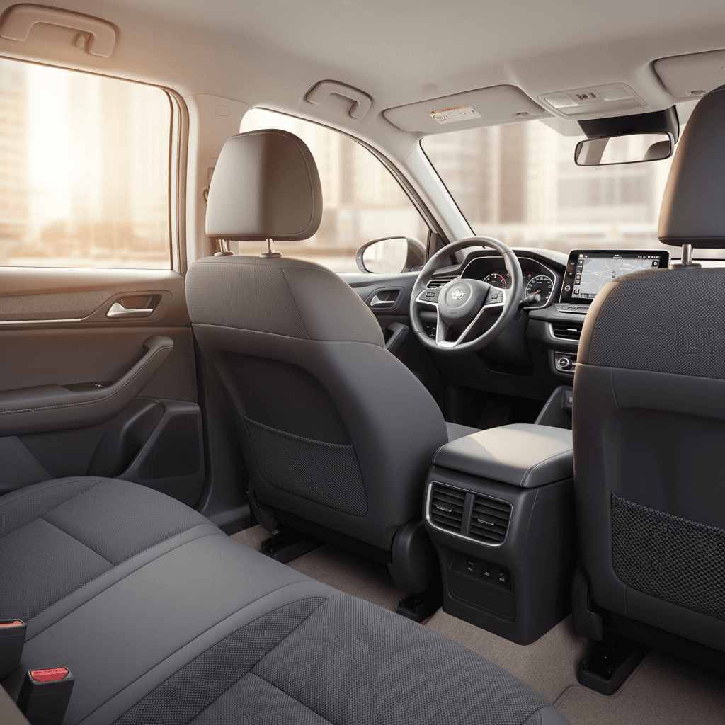 Taksi iç mekânı, arka koltuk, konforlu ve temiz ortam