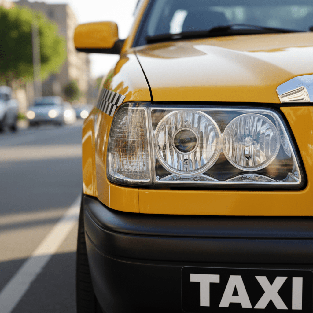Taksi ön farı ve detaylar, profesyonel bakım ve kalite
